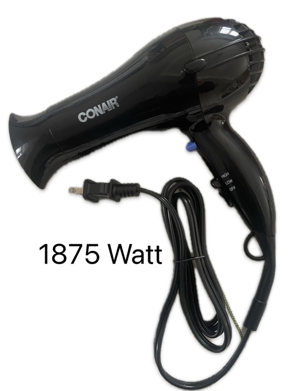 NWOT: Conair 1875 Watt Mid-Size Hair Dryer; Black, Travel Hair Dryer • Brand New
